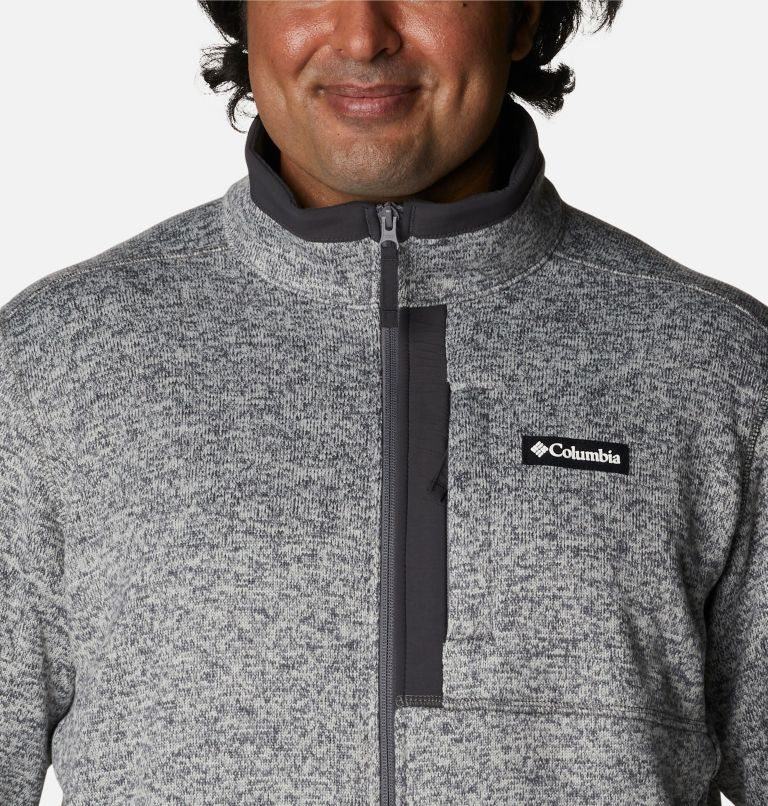 Men's Columbia Sweater Weather Full Zip Fleece Jackets Grey | Plus Size CA-N13C0
